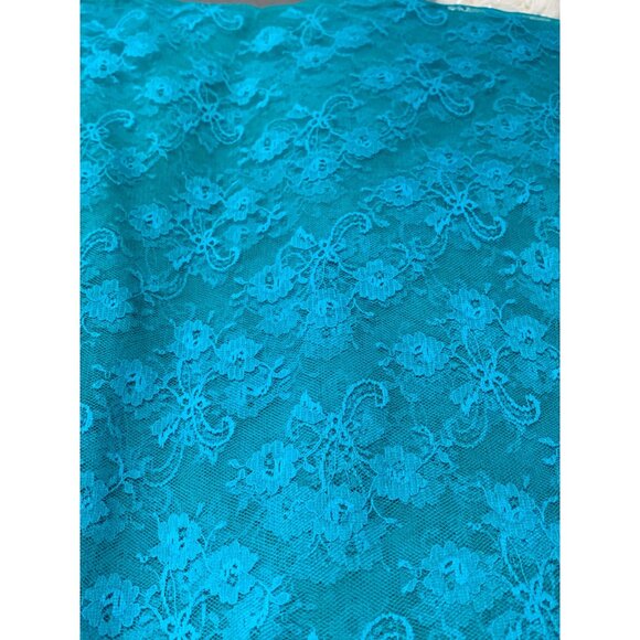 Turquoise Floral Lace Fabric 1 yards 45" wide Sewing Craft Projects - Picture 1 of 4